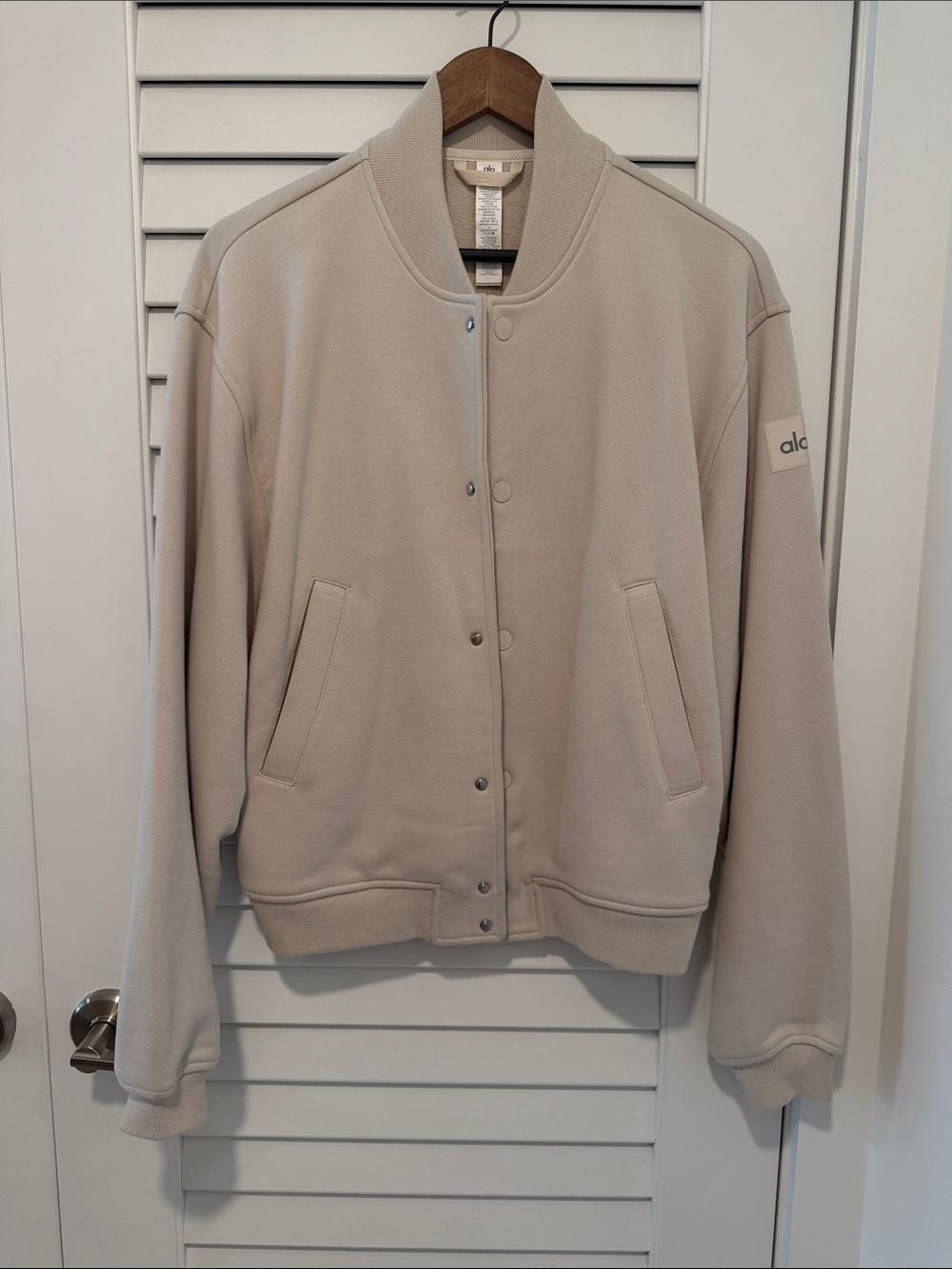 ALO Yoga Men’s Cream Bomber Jacket